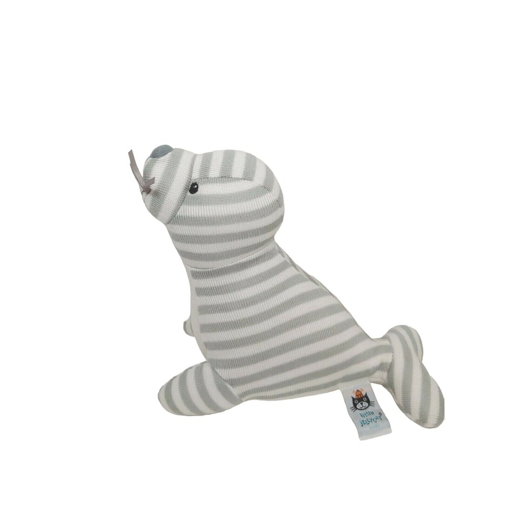 Little Jellycat Shiver Seal Chime‎ Rattle woven knit gray white stripes